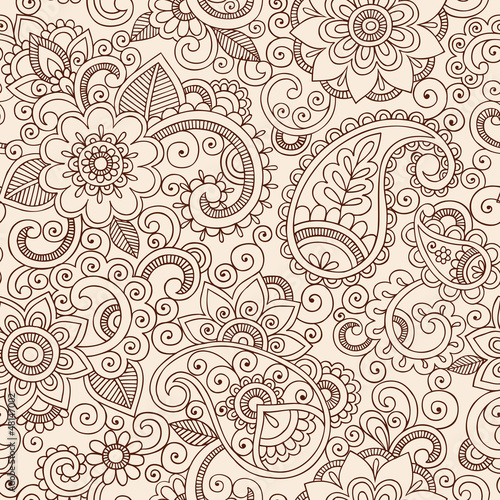 Ornate Henna Paisley Pattern Doodle Vector Design