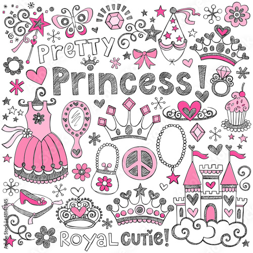 Princess Tiara Sketchy Notebook Doodle Set #48147045