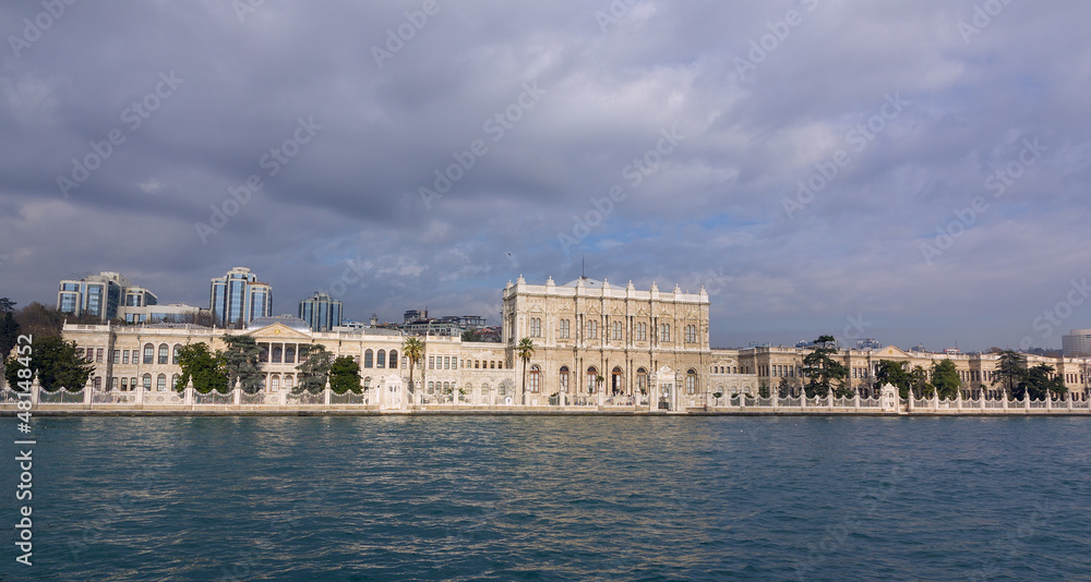 Panoramic view of Dolmabahce Palace, Istanbul, Turkey