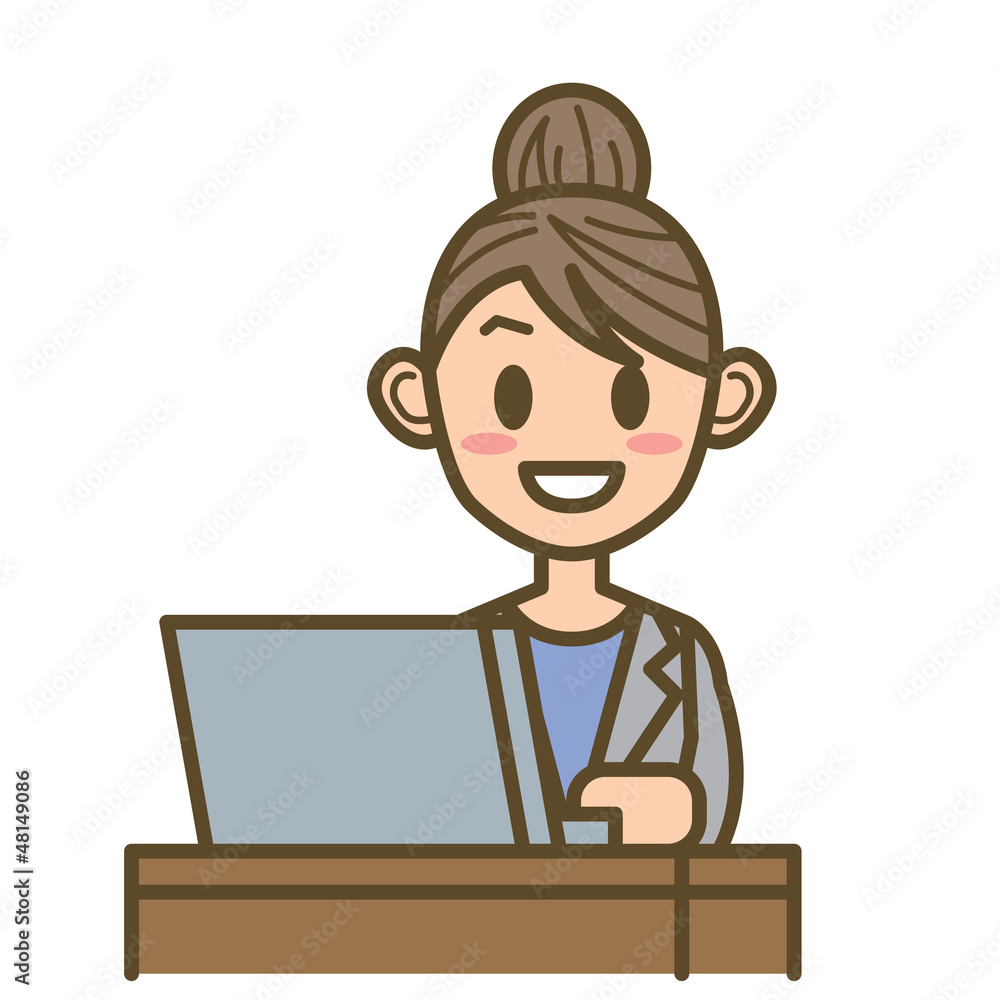 ビジネスウーマン　FW01　上半身　パソコン