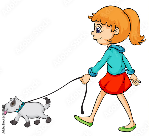A smiling girl and dog
