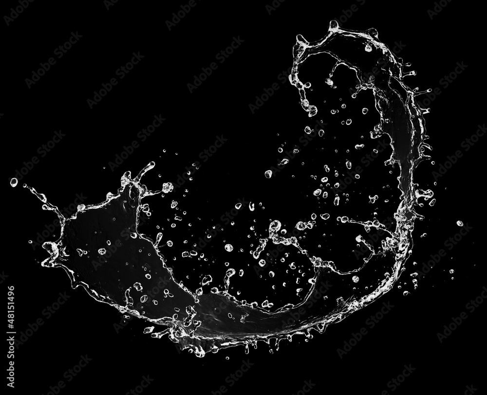 Obraz premium Water splash isolated on black background