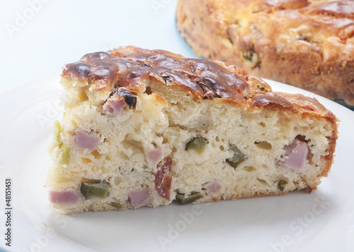 savory cake with ham and cheese