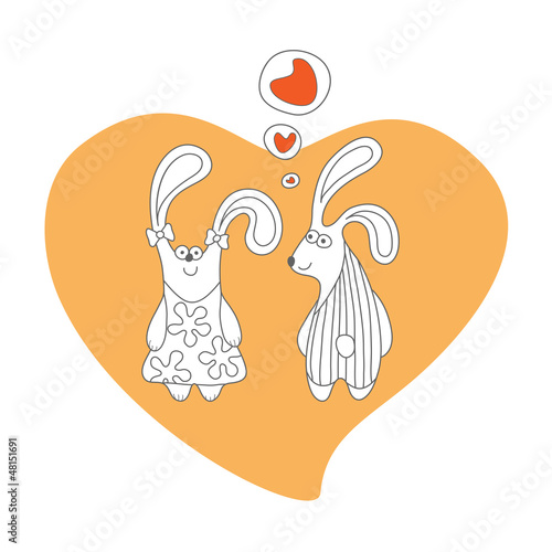 Cartoon rabbits in love