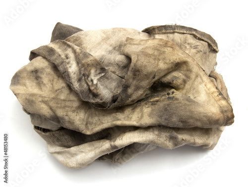 dirty rag on a white background