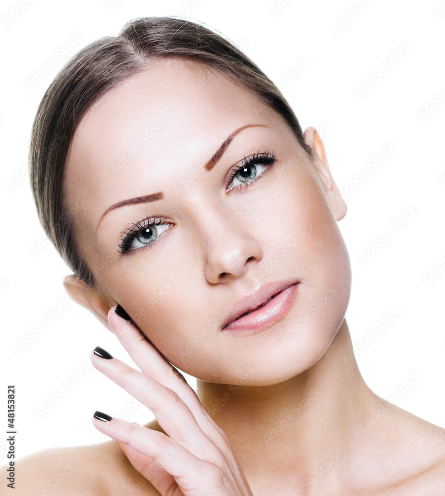woman with beauty face and clean face skin , glamour makeup woman with beauty face and clean face skin , glamour makeup