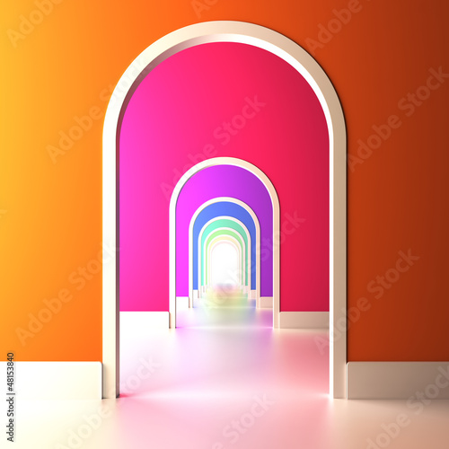 Carta da parati 3D Tunnel - Carta da parati Archway to the colorful future.