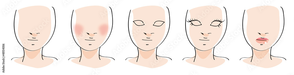 five steps applying makeup: blush, mascara, lipstick five steps applying makeup: blush, mascara, lipstick