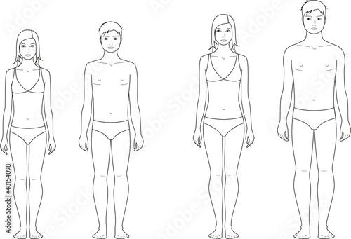Vector illustration of teenager's figure: 12 and 15 years