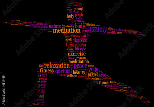 Photos Wordcloud with conceptual yoga step search related words