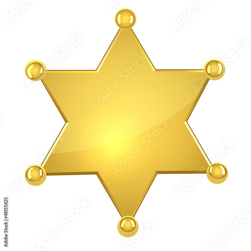 Blank golden sheriff star isolated on white