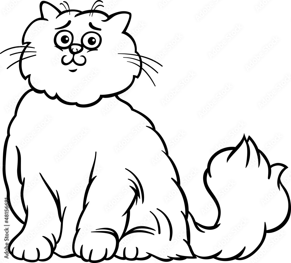 Fototapeta premium persian cat cartoon coloring page