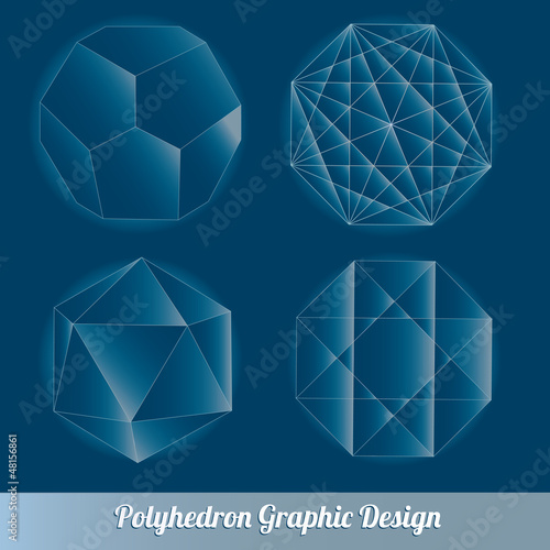 Set vector polyhedron for graphic design