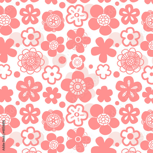 Fototapeta Sakura flower seamless pattern on white, vector