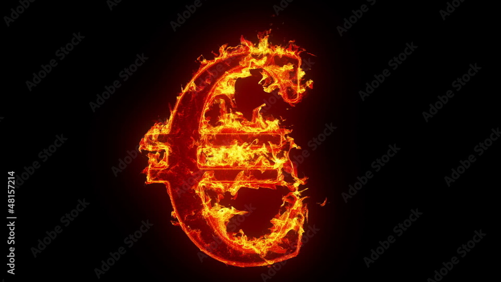 Burning euro sign Burning euro sign