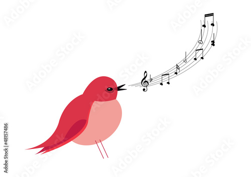 Oiseau avec notes de musique coeur - Saint Valentin