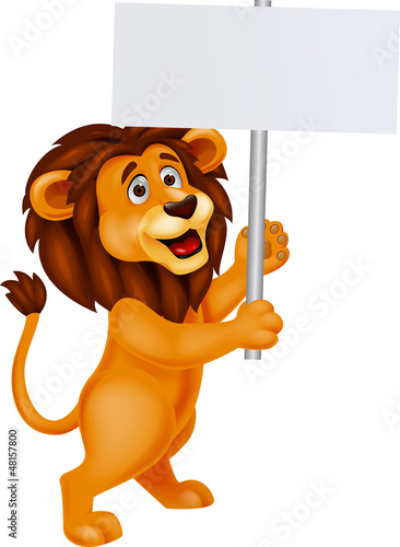 Fototapeta Naklejka Na Ścianę i Meble -  Lion with blank sign