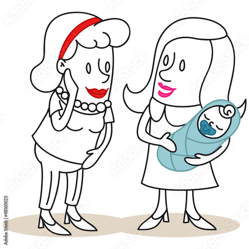 Figuren, Frauen, Neugeborenes, Baby, begutachten