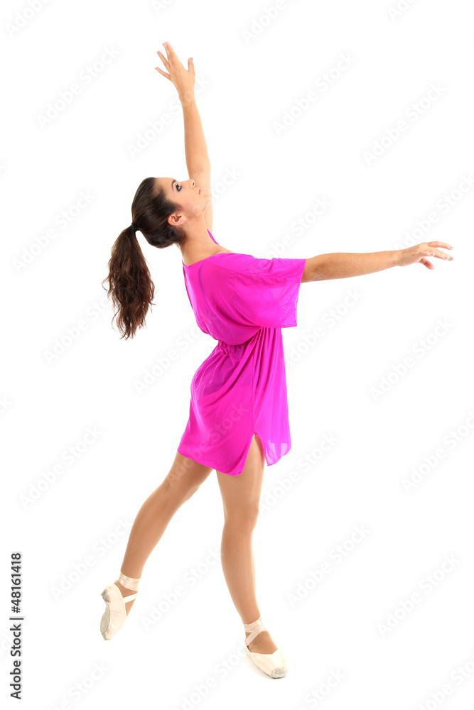 beautiful young ballerina in a pink dress isolated on white beautiful young ballerina in a pink dress isolated on white
