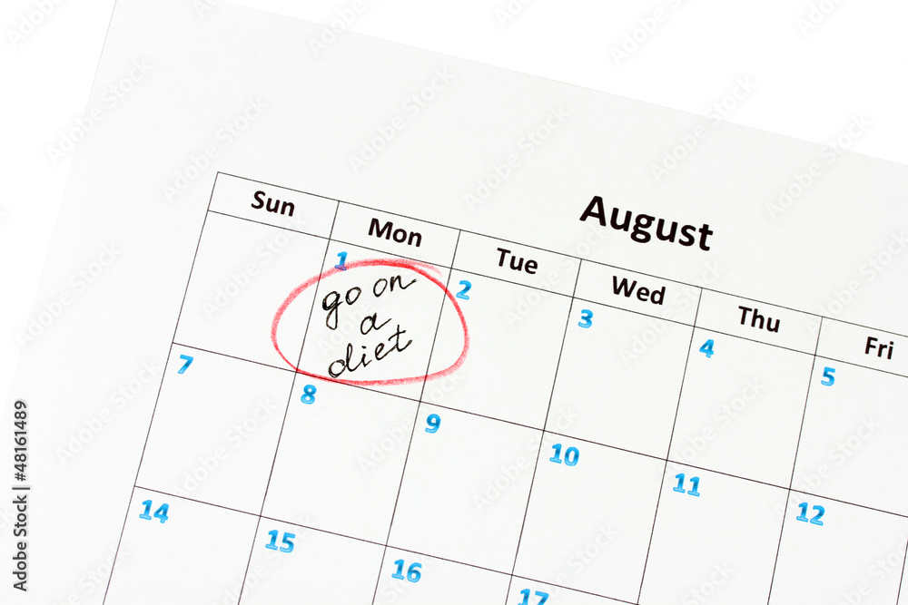 Notes on the calendar, close-up Notes on the calendar, close-up