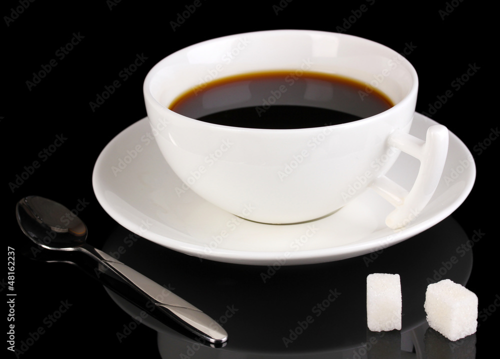 A cup of strong coffee isolated on black A cup of strong coffee isolated on black