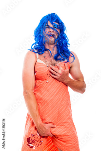 Billede på lærred Hilarious transvestite man cross-dressing