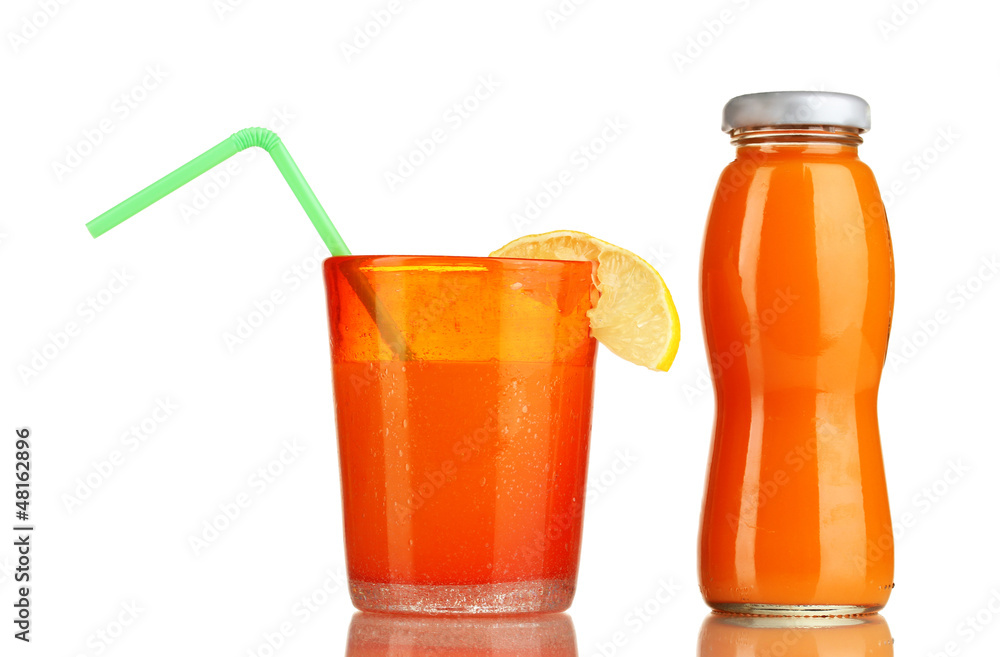 Delicious multifruit juice isolated on white Delicious multifruit juice isolated on white
