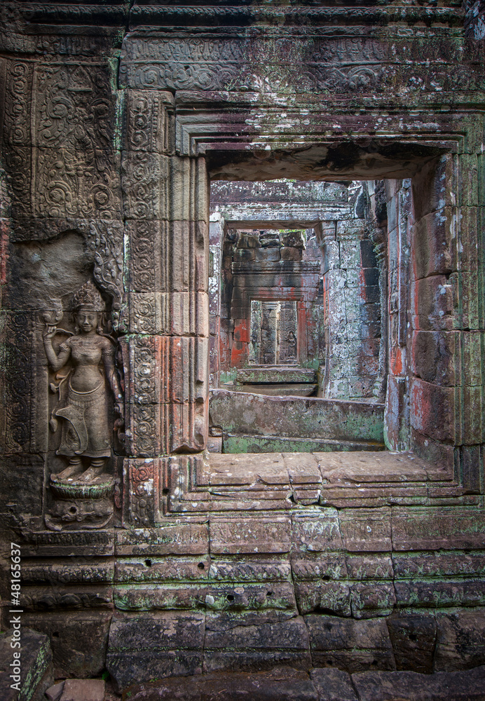 Apsara dancers, bas-relief of Angkor, Cambodia