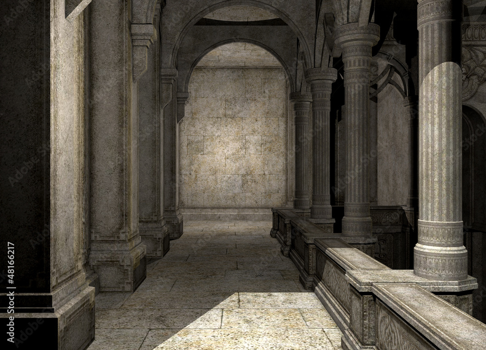 Fototapeta premium Burg Gang mit Seulen