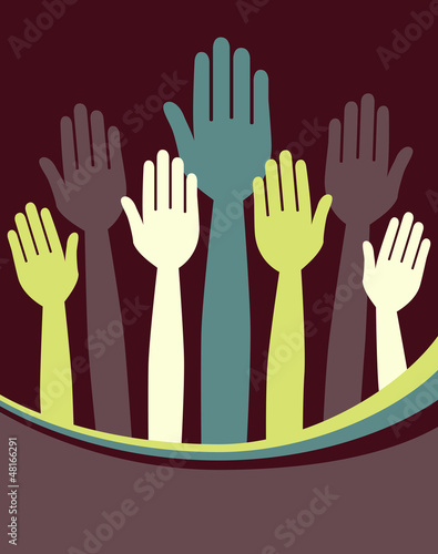 Hands volunteering or voting vector.