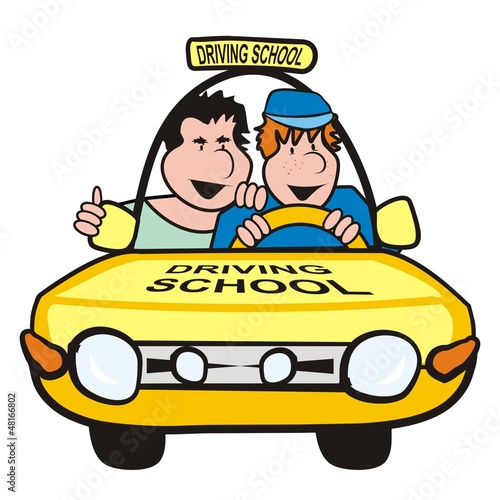 man in the car-driving school
