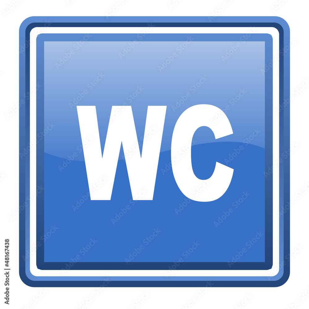 Fototapeta premium wc blue glossy square web icon isolated