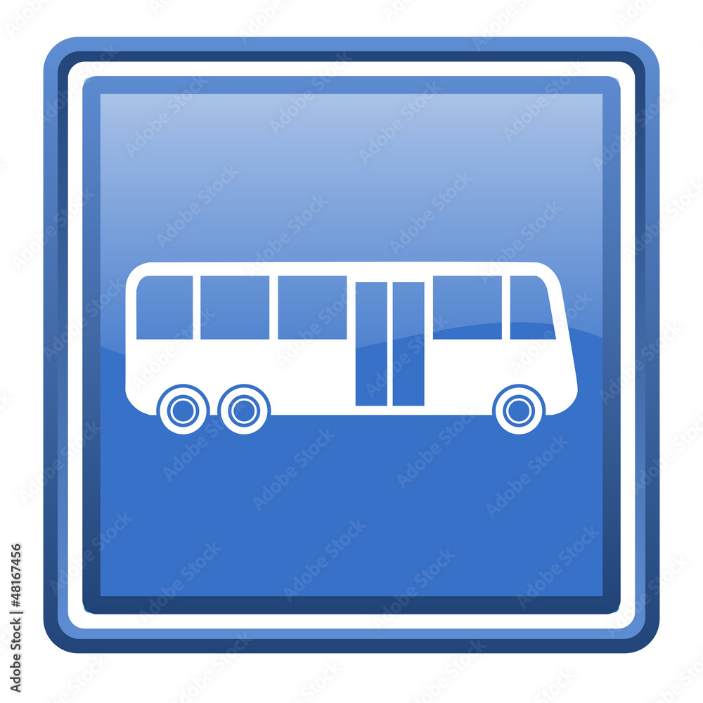 bus blue glossy square web icon isolated bus blue glossy square web icon isolated
