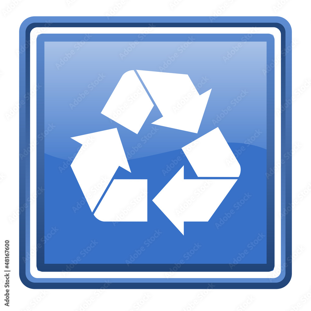 recycle blue glossy square web icon isolated recycle blue glossy square web icon isolated