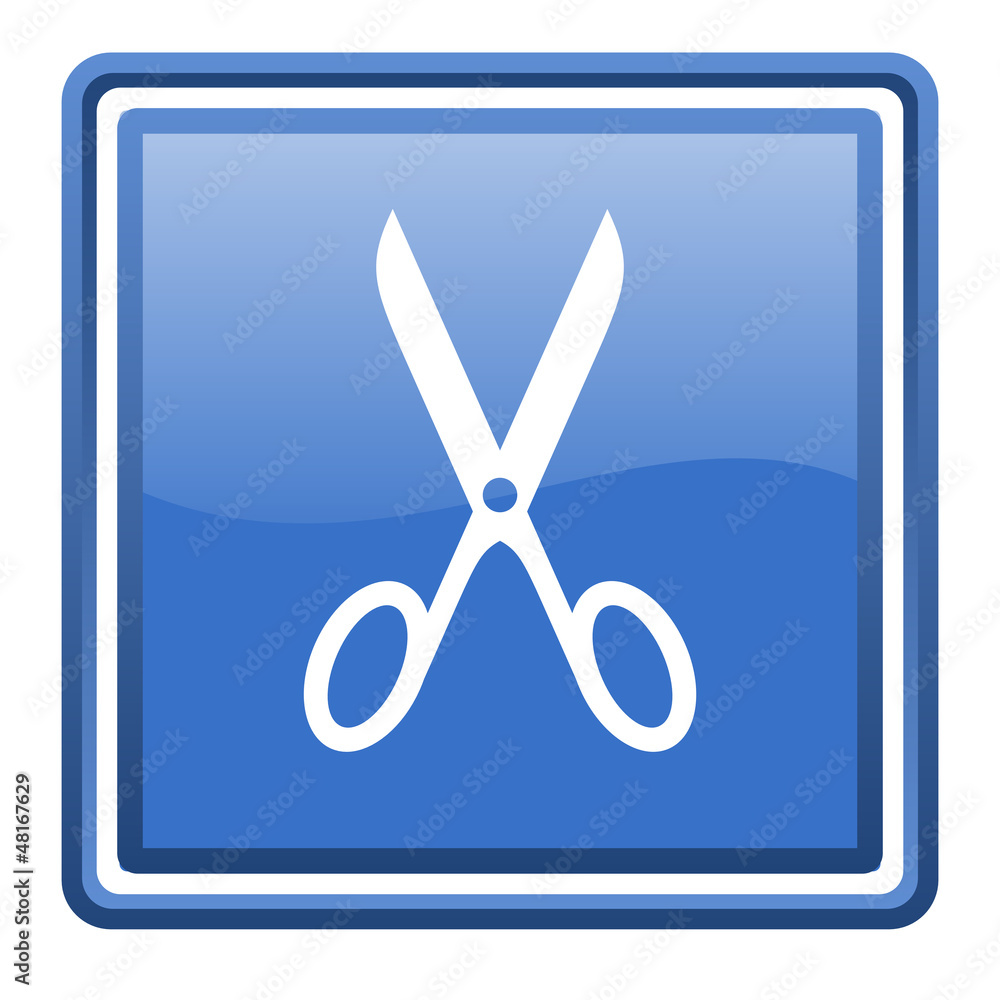 scissors blue glossy square web icon isolated scissors blue glossy square web icon isolated