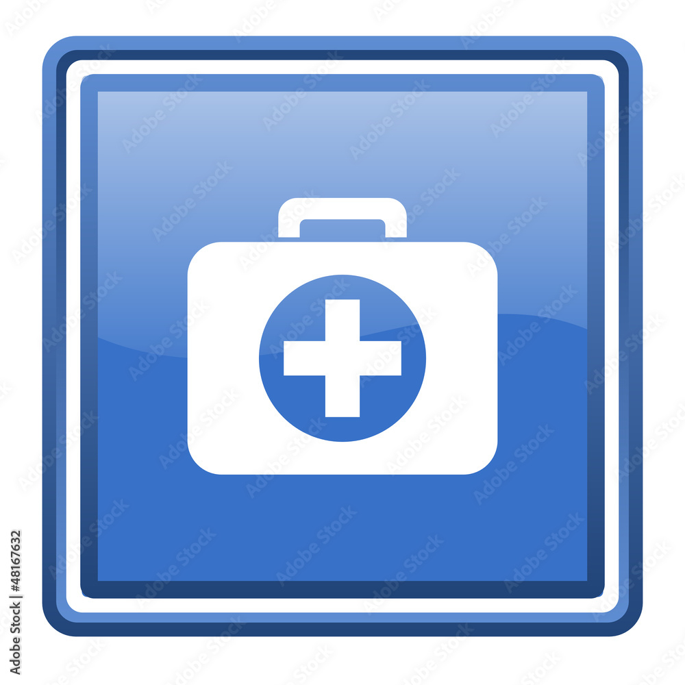 first aid kit blue glossy square web icon isolated first aid kit blue glossy square web icon isolated
