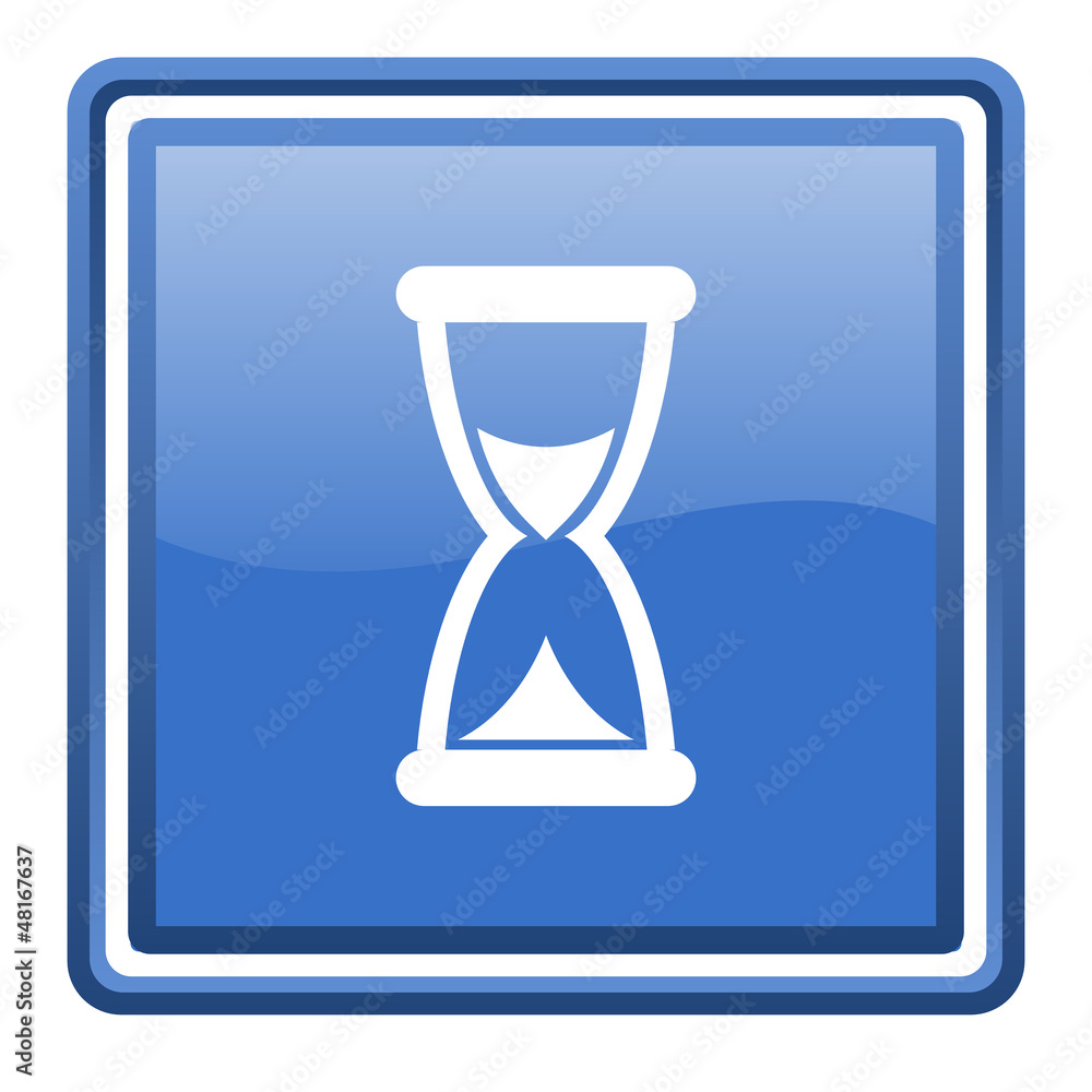 time blue glossy square web icon isolated time blue glossy square web icon isolated