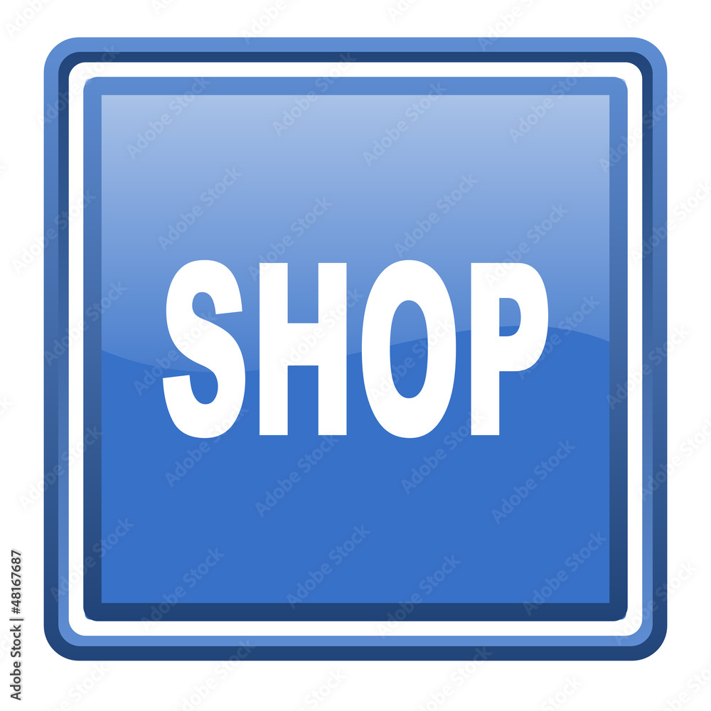 shop blue glossy square web icon isolated shop blue glossy square web icon isolated
