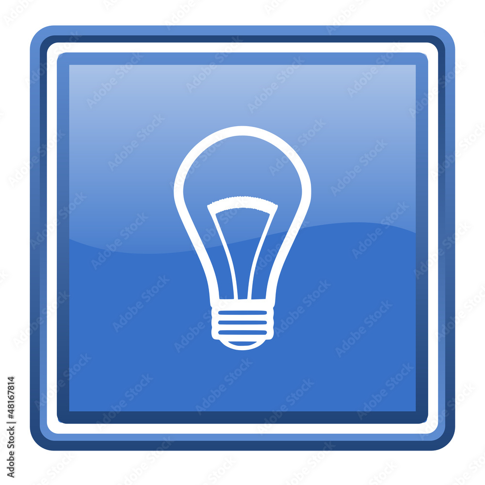 light bulb blue glossy square web icon isolated light bulb blue glossy square web icon isolated