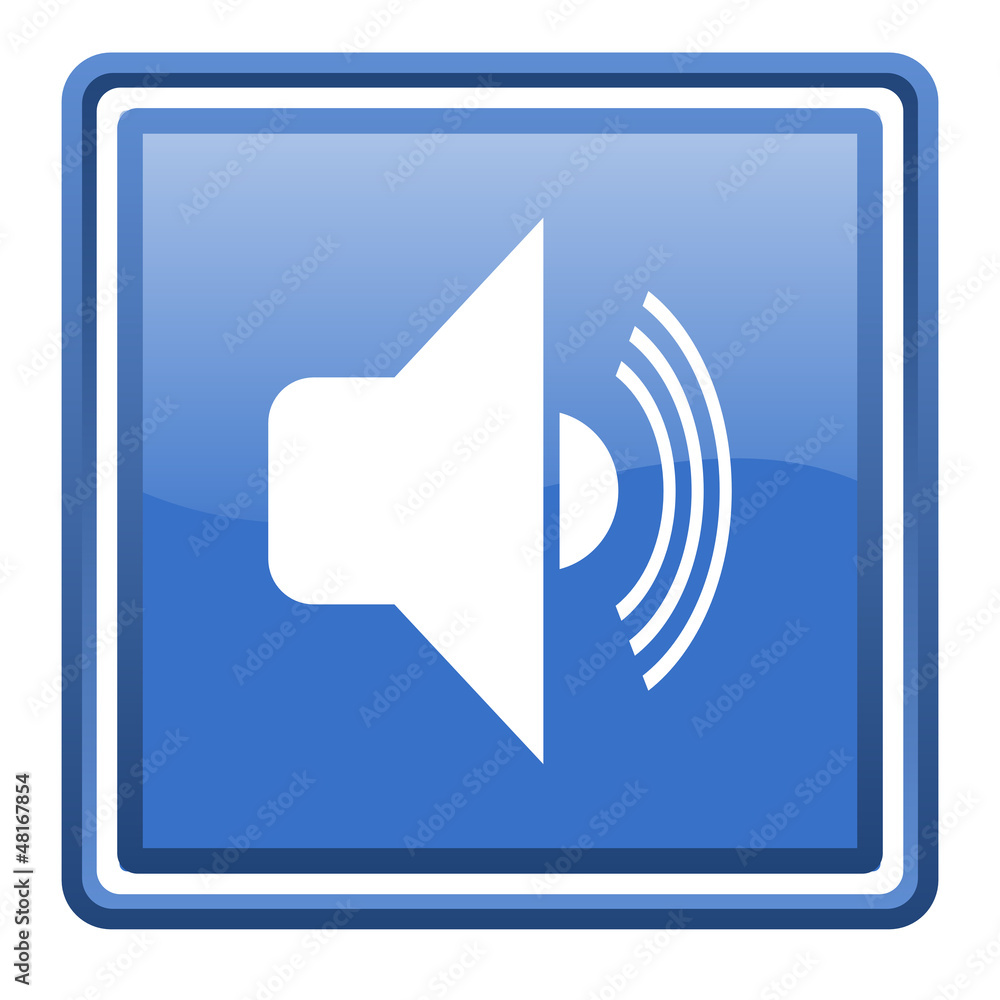 volume blue glossy square web icon isolated volume blue glossy square web icon isolated