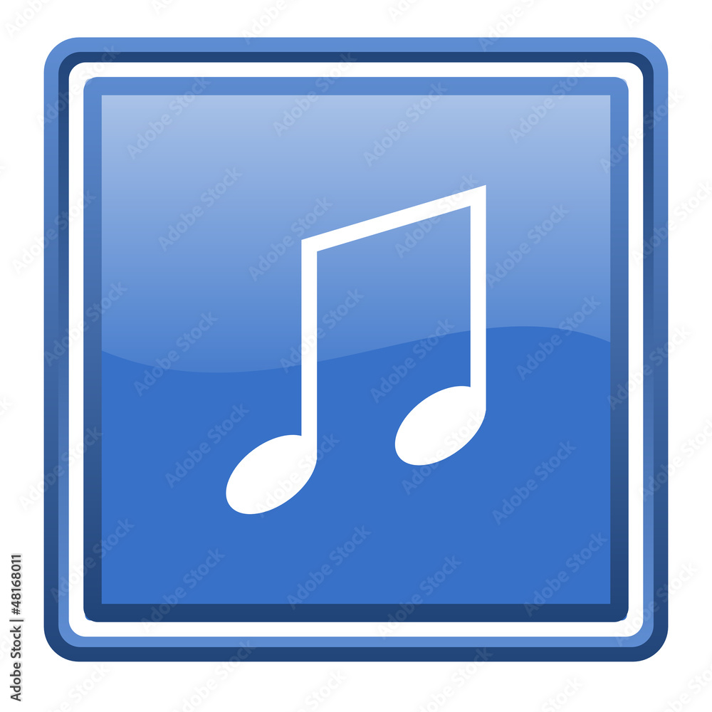 music blue glossy square web icon isolated music blue glossy square web icon isolated