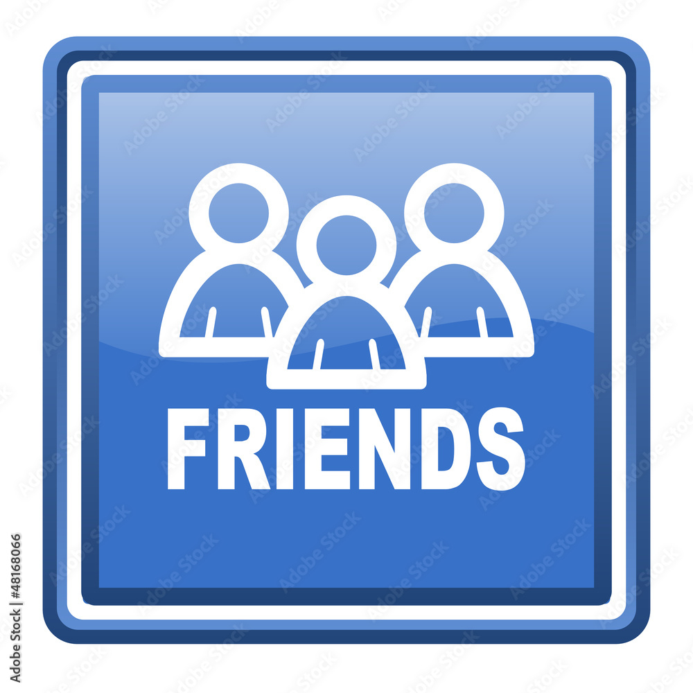 friends blue glossy square web icon isolated friends blue glossy square web icon isolated