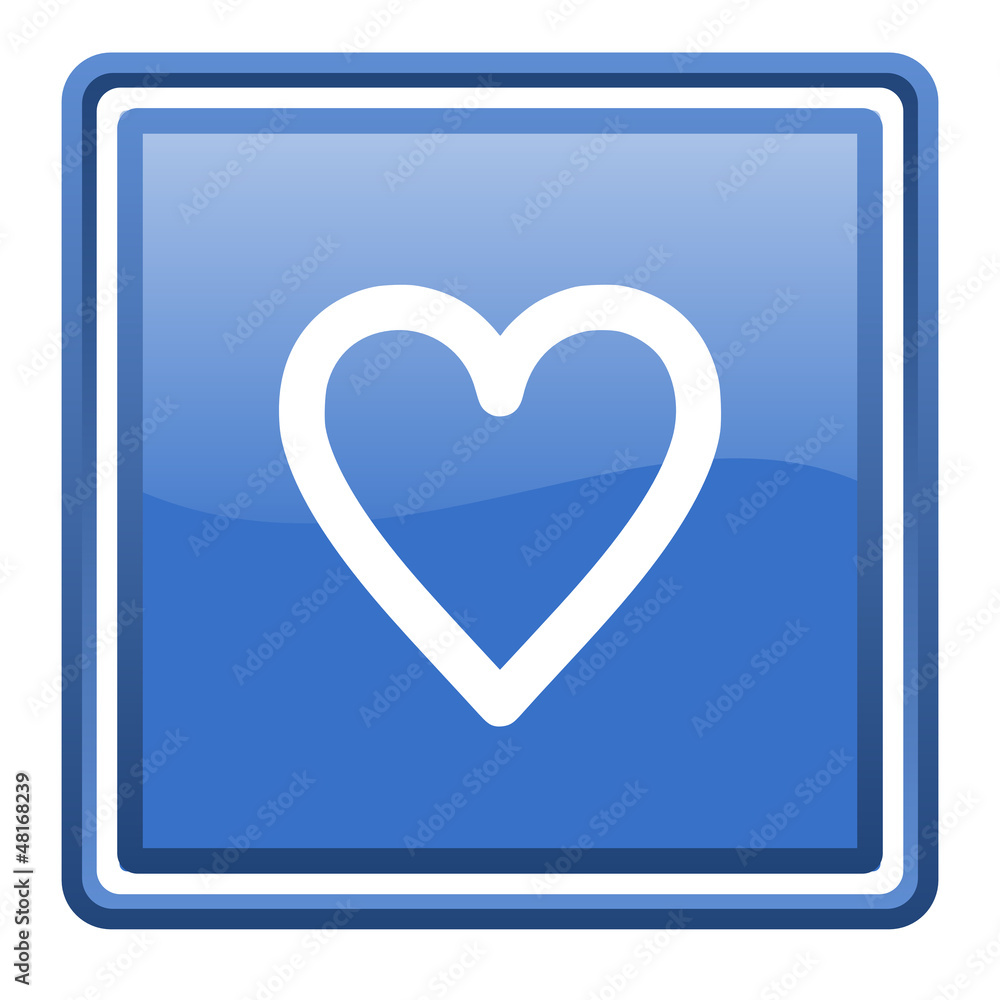heart blue glossy square web icon isolated heart blue glossy square web icon isolated
