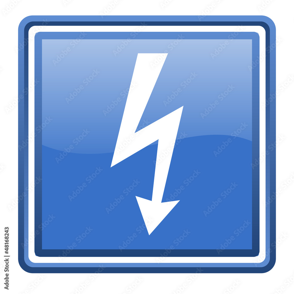 lightning blue glossy square web icon isolated lightning blue glossy square web icon isolated