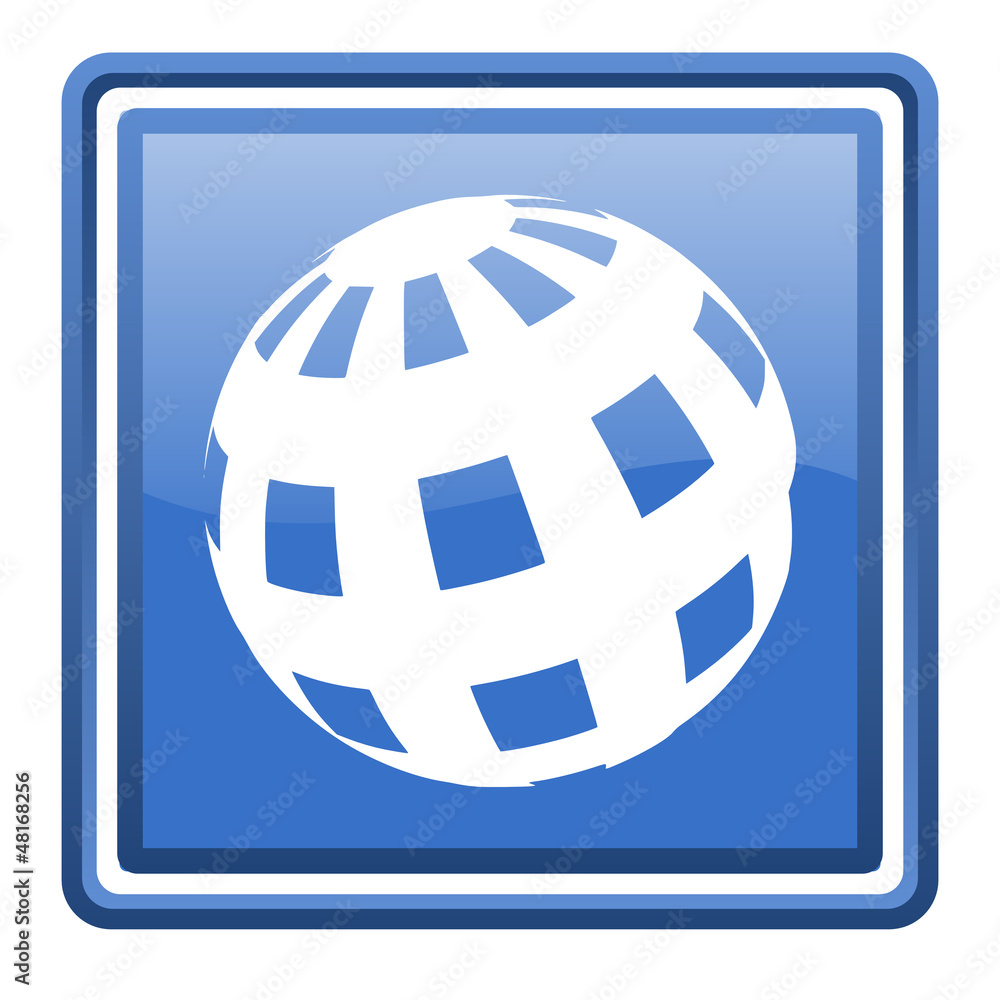 earth blue glossy square web icon isolated earth blue glossy square web icon isolated