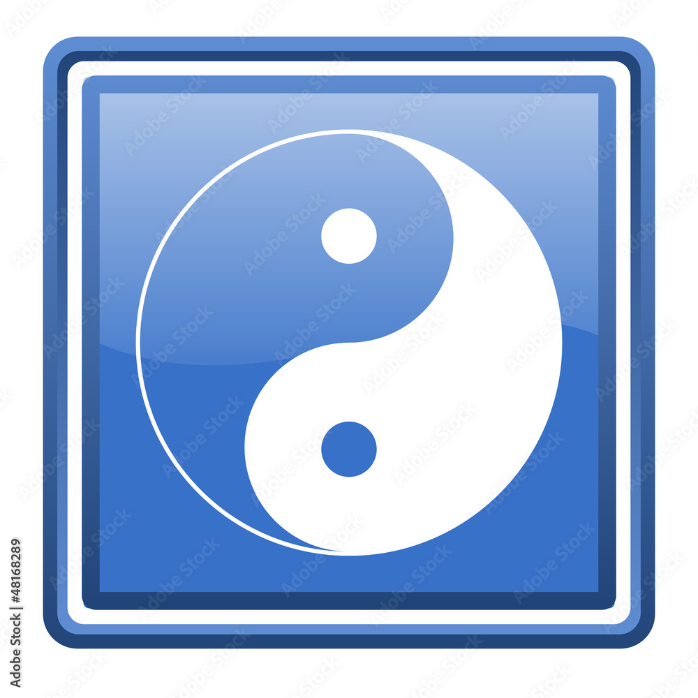 ying yang blue glossy square web icon isolated ying yang blue glossy square web icon isolated