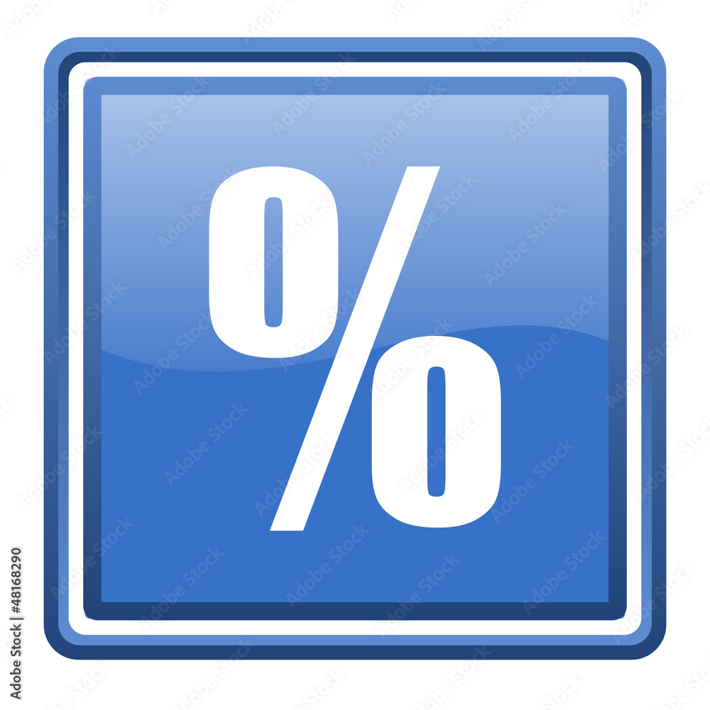 percent blue glossy square web icon isolated percent blue glossy square web icon isolated