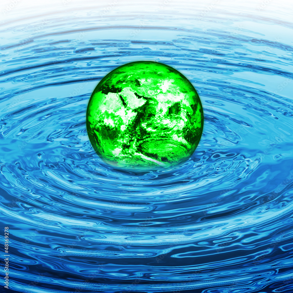 Green Earth falls into water. Some graphics in this image is pro Green Earth falls into water. Some graphics in this image is pro