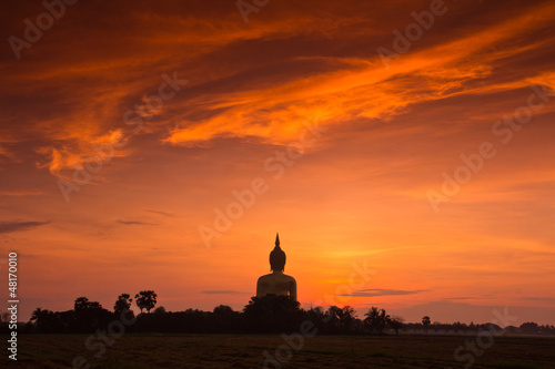 Big buddha statue in sunset  thailand