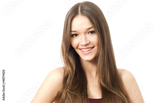 Portrait of young beauty woman smiling